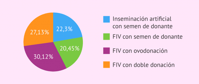 Imagen: Porcentajes de bebés nacidos gracias a la donación de gametos en España