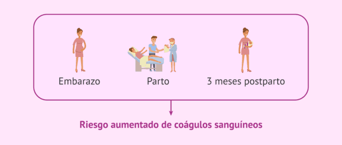 Imagen: El riesgo de coágulos sanguíneos está aumentado en el embarazo, parto y 3 meses postparto